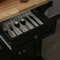 HOMCOM Desserte ilôt de cuisine multi rangements 2 tiroirs 2 placard 2 portes avec étagère range-bouteille porte-torchons et étagère réglable MDF noir hévéa(m-6)