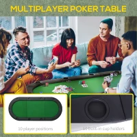 HOMCOM 200cmx90cm/79"x36" Classic 3 Folding Poker Table Foldable Poker Top 10 Seater Players Blackjack Table with Drink Holders Carry Bag(m-5)