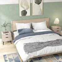 HOMCOM Set 2 Comodini Stile Nordico con Cassetto e Base Rialzata, in Legno, 40x40x50 cm, color Quercia(m-7)