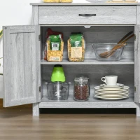 HOMCOM Buffet salon, meuble de rangement avec tiroir, 2 portes de grange et étagère réglable, buffet salle à manger et cuisine, 80 x 39,7 x 80 cm, aspect bois gris clair(m-9)