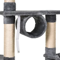 PawHut  Arbre à chats multi-équipements griffoirs grattoirs plateformes tunnel niche hamacs jouet suspendu gris(m-7)