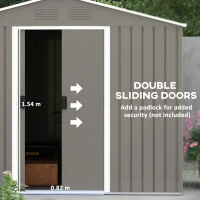 Outsunny 7.7 x 5.7ft Outdoor Garden Storage Shed, Metal Tool House with Ventilation and Sliding Doors, Light Grey(m-5)