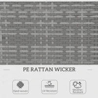 Outsunny Two-Seat Rattan Loveseat, with Wood-Top Middle Table - Grey(m-4)