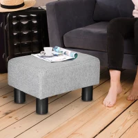 HOMCOM Pouf Poggiapiedi in Tessuto Effetto Lino Imbottito, 40x30x24cm, Grigio(m-5)