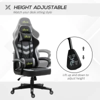 Vinsetto Gaming Chair, Computer Desk Chair with Lumbar Support, Faux Leather Racing Chair with Headrest and Swivel Wheels for Home Office, Black Grey(m-4)
