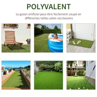 Outsunny Lot de 2 gazons synthétiques artificiels Moquette extérieure dim. 4L x 1l m Herbes Hautes denses 2 cm Vert(m-7)