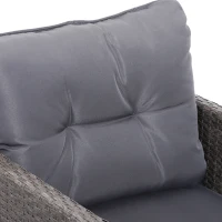 Outsunny Conjunto Muebles Ratán de Jardín Exterior 5 Pcs Sillón Mesa de Café y Taburete Reposapiés Cojín Incluido Marco Acero Color Gris(m-5)