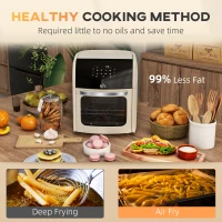 HOMCOM Digital Air Fryer with 8 Preset Modes, Rapid Air Circulation, 12L Air Fryer Oven with Memory Function, 1800W, Cream(m-4)