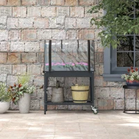 Outsunny Raised Planter with Greenhouse Cover, Mobile Elevated Garden Bed with Wheels and Bottom Shelf for Vegetables, Dark Grey(m-8)