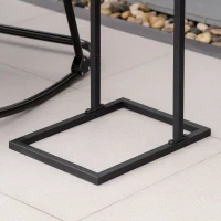 HOMCOM Table Basse Table d'appoint guéridon Bout de canapé intérieur extérieur métal époxy Noir(m-7)