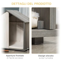 PawHut Cuccia per Cani a Casetta in Legno, per Animali Fino a 15kg, Grigio e Bianco(m-6)