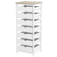 HOMCOM Commode meuble de rangement chiffonier à 7 tiroirs style comtemporain avec cadre en acier et poignées découpées blanc(m-1)