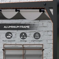 Outsunny Aluminium Pergola with Retractable Roof, 3x4m Garden Shelter for Patio Deck in, Dark Grey(m-6)
