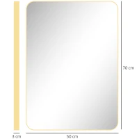 HOMCOM Miroir murale miroir salle de bain rectangulaire avec cadre en alliage d'aluminium or pour chambre, salon 50 x 70 cm(m-3)