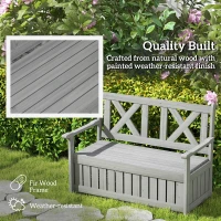 Outsunny 2-Seater Garden Storage Bench for Patio Wood Porch Decor Outdoor Seating, Charcoal Grey(m-6)
