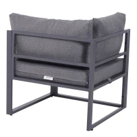 Outsunny Ensemble salon de jardin d'angle design contemporain style yachting 5 places modulable avec coussins et table basse aluminium gris(m-4)