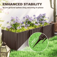 Outsunny Plastic Raised Garden Bed, Modular Planter Box Kit, Garden Fence Edging Border for Flowers, Vegetables, Herbs, Brown(m-6)