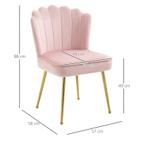 HOMCOM Velvet-Feel Shell Accent Chair - Pink(m-3)