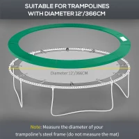 HOMCOM 12FT Replacement Trampoline Pad Thick Foam Safety Φ366cm Spring Cover Bounce Padding - Green(m-5)