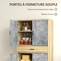 HOMCOM Armoire de cuisine buffet cuisine meuble de rangement avec 2 placards à portes double, étagères réglables et tiroir(m-6)