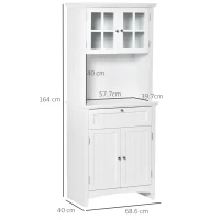HOMCOM Kitchen Cupboard, Wooden Storage Cabinet with Framed Glass Door, Drawer, Microwave Space for Dining and Living Room, White(m-3)