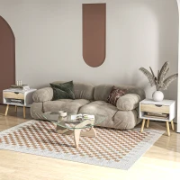 HOMCOM Bedside Table with Drawer and Shelf, Modern Nightstand, End Table for Bedroom, Living Room, Set of 2(m-8)