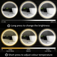 HOMCOM 80cm Anti-Fog LED Bathroom Mirror - Gold Tone(m-4)