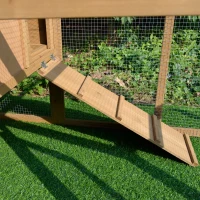 PawHut Pollaio per Galline Ovaiole da Esterno con Zona di Corsa, Pollaio per Galline da Esterno con Zona di Nidificazione e Vassoio Estraibile da Giardino in Legno, 200x80x105 cm(m-8)