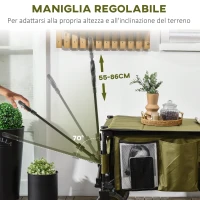 Outsunny Carrello da Giardino 125L Pieghevole con Maniglia e 5 Sacche, 108x55x93 cm, Verde(m-4)