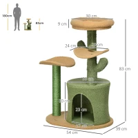 PawHut Multi Level Cat Tree, with Scratching Post, Toy Ball, Cat House, Bed - Green(m-3)
