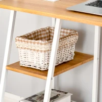 HOMCOM Home Office Computer Desk with 3-Tier Storage Shelves Study Writing Table Workstation for Small Space Natural(m-8)