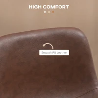 HOMCOM Bar Stools Set of 2, Breakfast Bar Chairs, PU Leather Upholstered Kitchen Stools with Backs and Wood Legs, Brown(m-5)