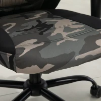 HOMCOM Fauteuil gaming militaire - chaise gamer - inclinable, hauteur réglable assise & accoudoirs, pivotant - polyester noir vert(m-8)