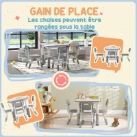 AIYAPLAY Ensemble 1 table et 4 chaises pour enfants à hauteur réglable, set de 5 pièces, gris(m-7)