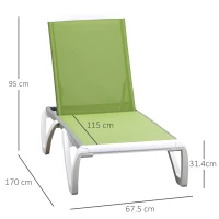 Outsunny Aluminium Frame Sun Lounger, with Adjustable Back - Green(m-3)