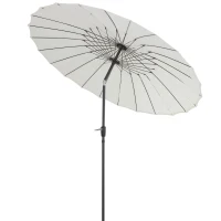 Outsunny Parasol de jardin Parasol droit Parasol inclinable rond avec 24 baleines manivelle aluminium fibre de verre polyester diamètre 2,60 m coloris crème(m-10)