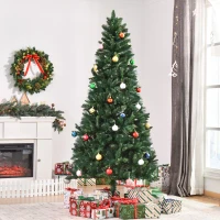 HOMCOM Albero di Natale 210cm Artificiale Pieghevole con Base Rimovibile, 1064 Rami, in PVC e Acciaio, Verde(m-2)