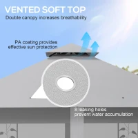 Outsunny 3(m) x 3(m)  Double Roof Outdoor Garden Gazebo Canopy Shelter with Netting, Solid Steel Frame, Light Grey(m-4)