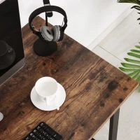 HOMCOM Bureau Design Industriel châssis métal Noir Plateau Panneaux Particules Coloris boisé(m-7)