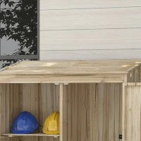 Outsunny Armoire de jardin armoire de rangement en bois 2 étagères 2 portes toit incliné 120 x 57 x 183 cm bois naturel(m-8)