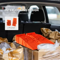 DURHAND 2 PCs Car Ramps Heavy Duty 2.5 Ton Motorhome Levelling Ramps, Plastic Garage Workshop Car Lift, Portable Automotive Vehicle Campervan Car Ramp, Orange(m-6)