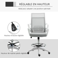 Vinsetto Lot de 2 fauteuils de bureau chaise de bureau assise haute réglable dim. 64L x 60l x 106-126H cm pivotant 360° maille(m-4)