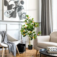 HOMCOM Set 2 Piante Artificiali di Limone e Arancia Alte 120cm per Interno con Vaso(m-7)