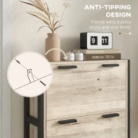 HOMCOM Shoe Storage Cabinet with 3 Flip Drawers Adjustable Shelf 18 Pairs Narrow Shoe Cupboard for Entryway Natural Wood-effect(m-7)