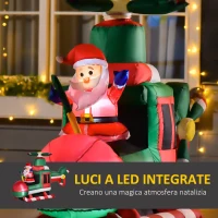 HOMCOM Babbo Natale Gonfiabile su Elicottero 107cm con 4 Luci LED e Gonfiatore, Decorazione Natalizia da Esterno(m-4)