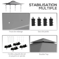 Outsunny Tonnelle pop-up jardin Pliant 5 x 3 m, tissu oxford avec 2 parois réglables, sac à de transport à roulettes inclus(m-5)