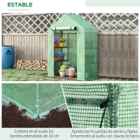 Outsunny Invernadero de Jardín 141x72x191 cm Vivero Casero con 4 Estantes Puerta Enrollable Cubierta de PE 140g/m² y Marco de Acero para Cultivos Plantas Macetas Flores Verde(m-7)