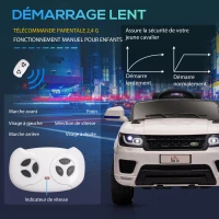 HOMCOM Voiture électrique enfants véhicule électrique 12 V, double moteurs, 3 à 5 km/h, blanc(m-6)