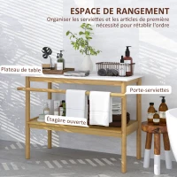 HOMCOM Étagère salle de bain rangement, meuble salle de bain en bambou à 2 niveaux avec barre porte-serviettes étagère ouverte(m-4)