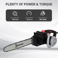 DURHAND 1600W Electric Chainsaw with Double Brake, Tool-Free Chain Tensioning and 16inch Guide Bar and Chain, Power Saw to Cut Wood, Auto Chain Lubrication(m-4)